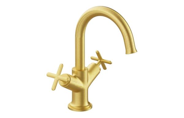 VitrA Origin Classic Basin Mixer (Cross Handles) - Brushed Gold